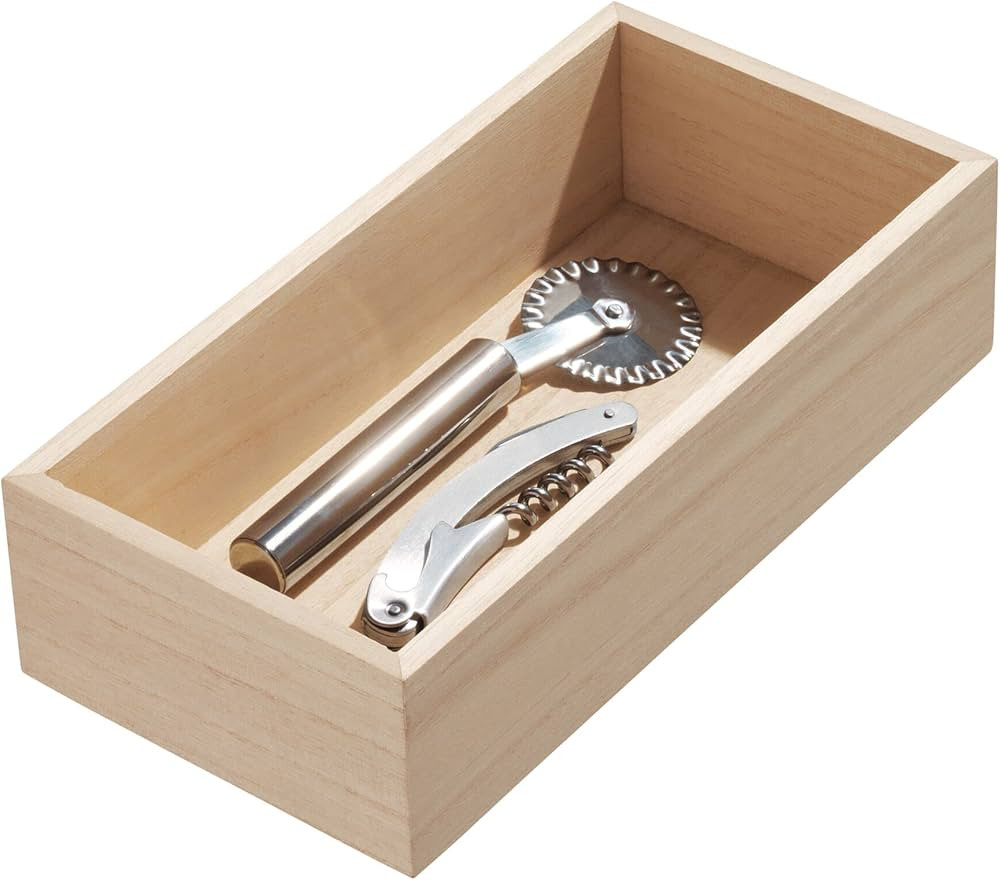 iDesign Renewable Paulownia Wood Collection Drawer Organizer Bin, 5" x 10" x 2.5", Natural | Amazon (US)