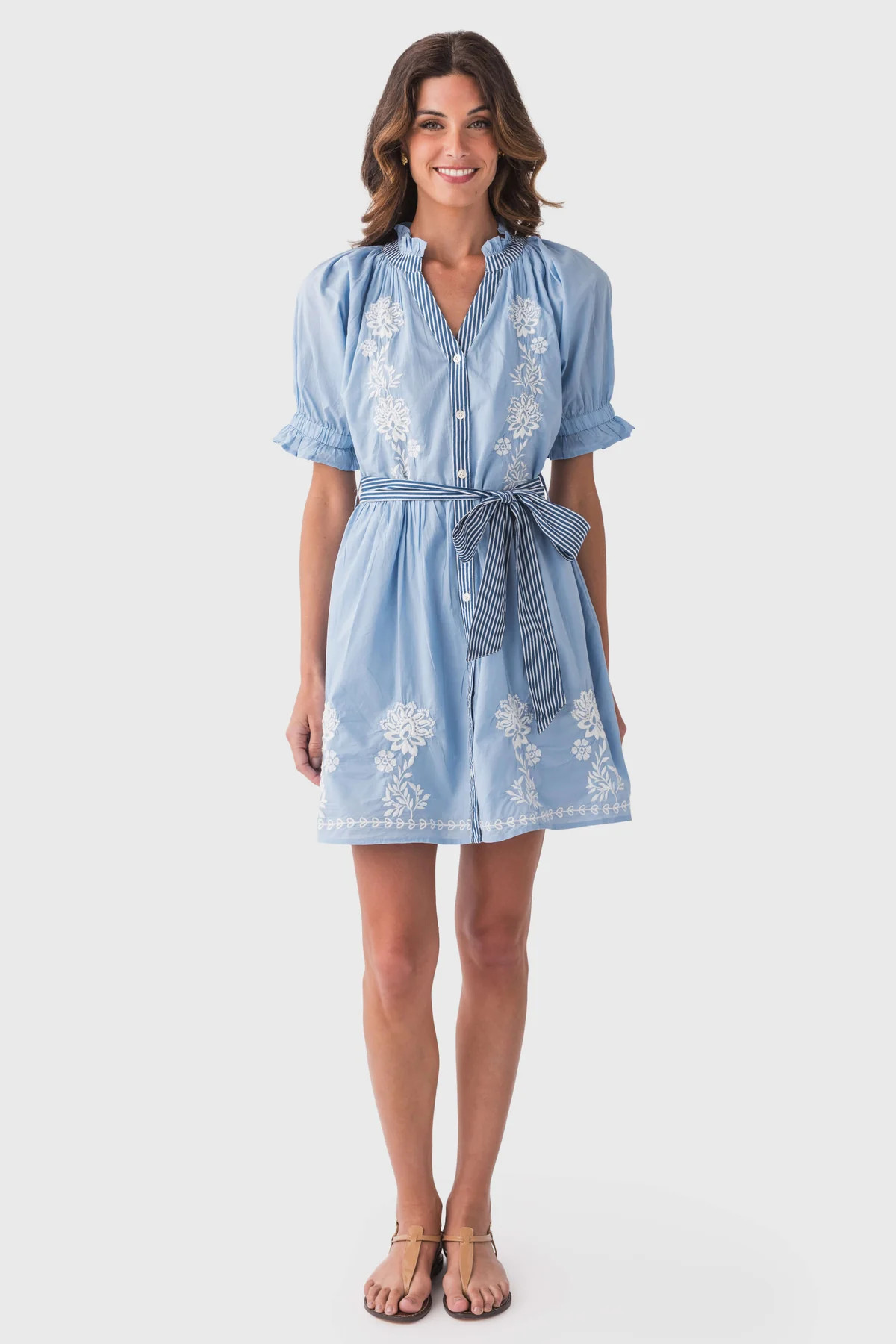 THML Embroidered Tie Waist Dress | Social Threads