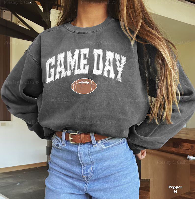 Game Day Sweatshirt Comfort Colors Sweatshirt Football Crewneck Oversized Gameday Shirt Vintage T... | Etsy (US)