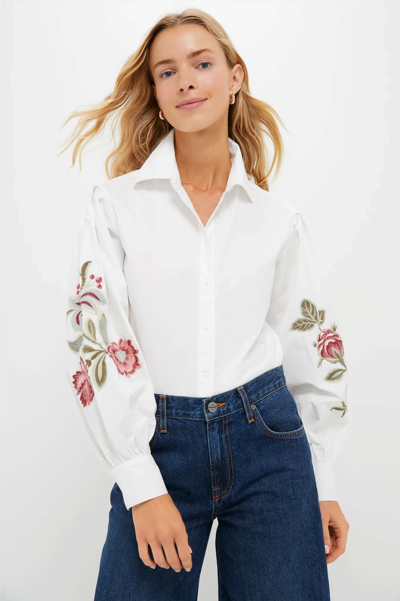 White Floral Embroidered Carolina Button Down | Tuckernuck (US)