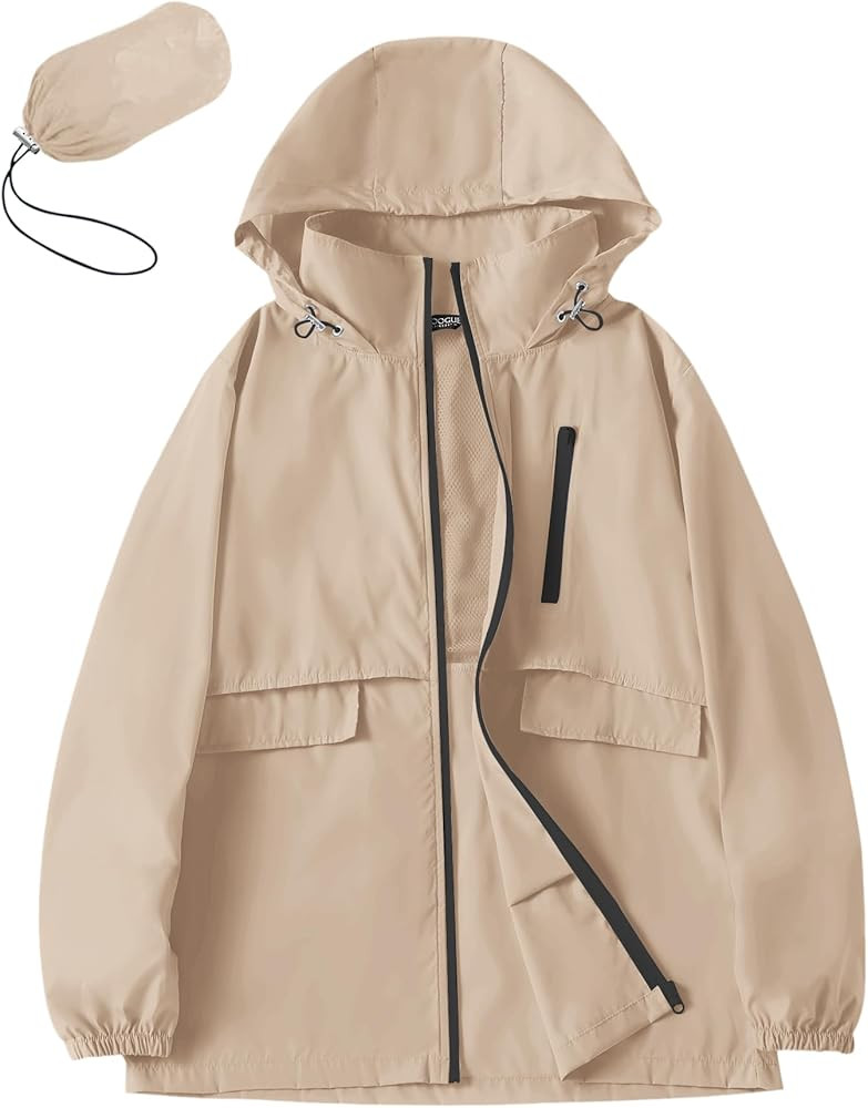 Avoogue Rain Jacket Women with Hooded Lightweight Waterproof Raincoats Packable Zipper Pockets Wi... | Amazon (US)
