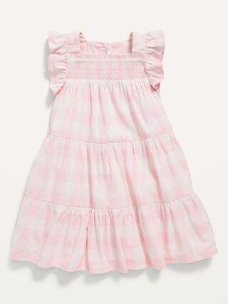 Ruffle-Trim Tiered Gingham Swing Dress for Toddler Girls | Old Navy (US)
