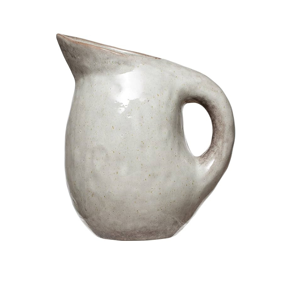 Bloomingville Neutral Reactive Glaze Stoneware Pitcher, 9.5", Bone | Amazon (US)