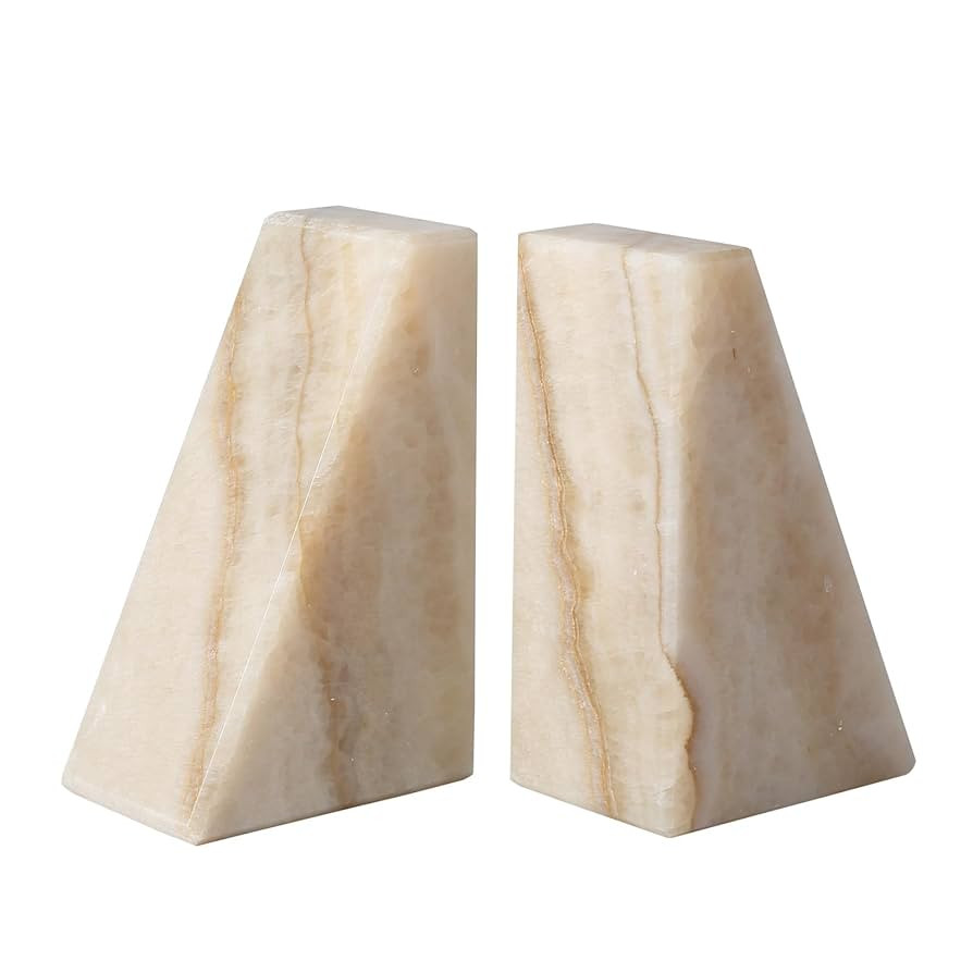 Koville Marble Bookends for Shelves, Large Bookends for Heavy Books, Non-Slip 7Lbs Stone Book End... | Amazon (US)