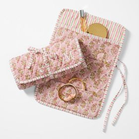 Block Print Quilted Travel Jewelry Roll Up | Mark and Graham