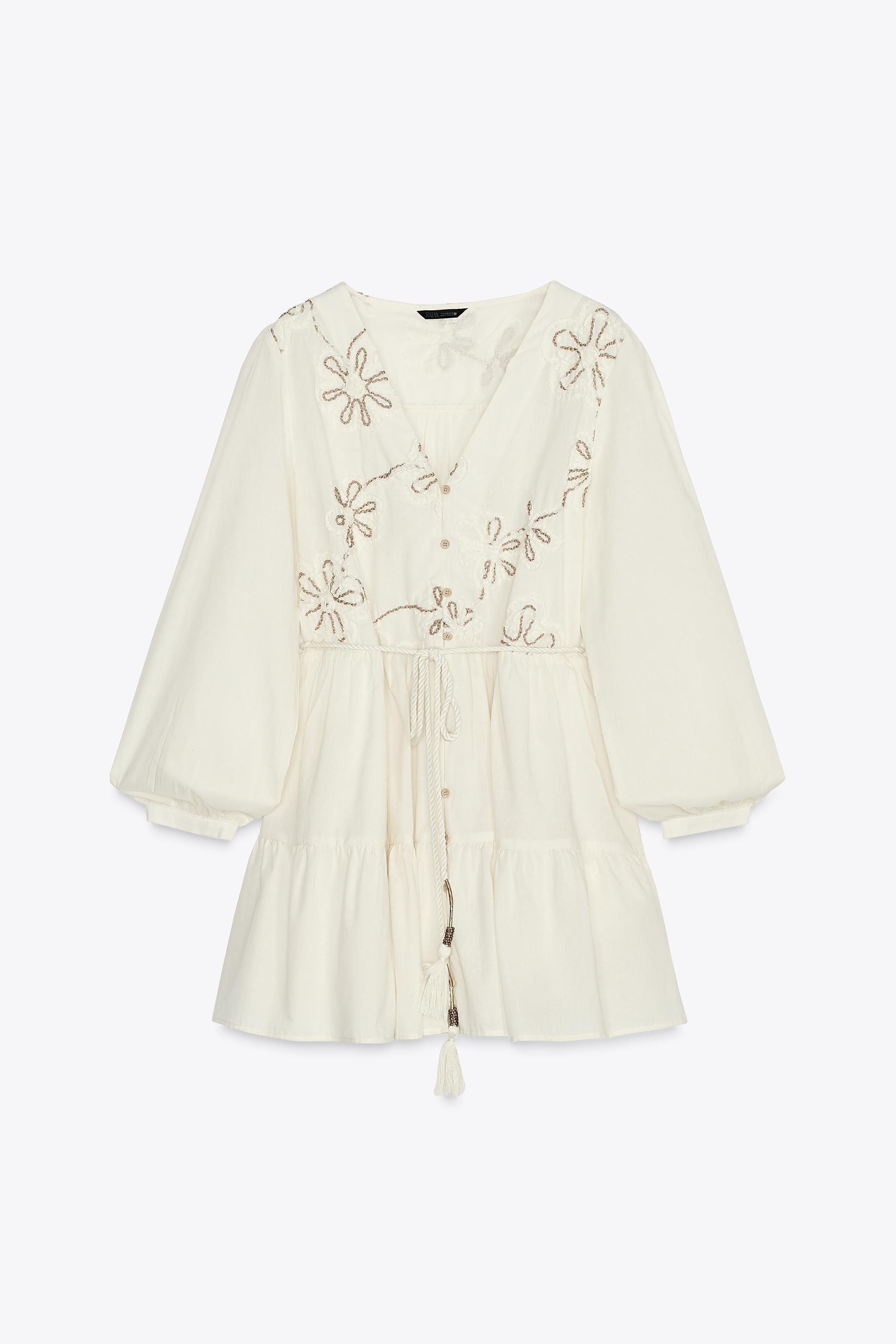 EMBROIDERED FLORAL MINI DRESS | Zara UK