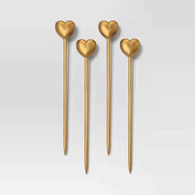 Heart Cocktail Picks Gold - Threshold™ | Target