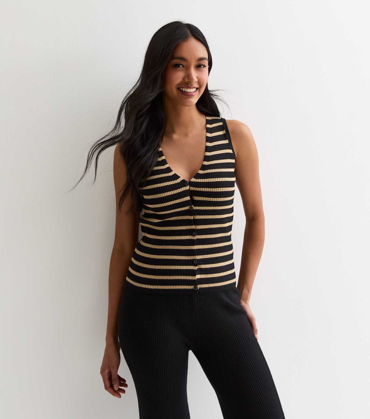 Black Stripe Ribbed Knit Waistcoat
						
						Add to Saved Items
						Remove from Saved Items | New Look (UK)