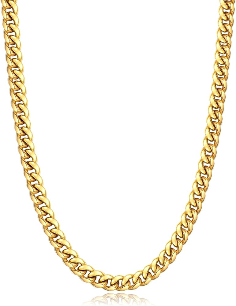 Momlovu Valentines Day Gifts Gold Chain Silver Chains for Men Boys, 4mm/6mm Non-Tarnish 18K Gold-... | Amazon (US)