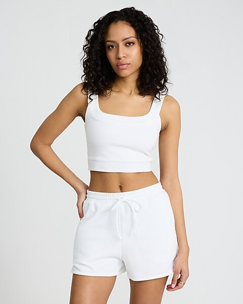 Body Contour Stretch Cotton Square Neck Cropped Tank | Express