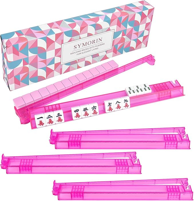 Non-Slip Mahjong Racks with Pushers, 4-Pack Clear Acrylic Racks, American Mahjong Accessories, Gi... | Amazon (US)