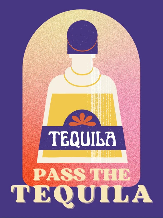 Pass the Tequila Print Colorful Cocktail Printable Wall Art - Etsy | Etsy (US)