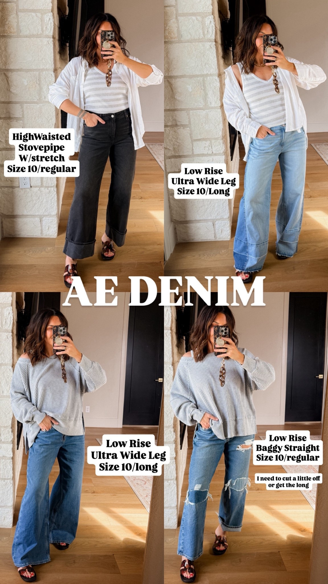 @AmericanEagle denim is one of my favs! Great price point. 
Get your true size (I’m a size 10) and I get a long length if I want them to hit the floor. Regular length for ankle jeans. 

I am a little over 5’7” to reference. 

#AEPartner #AEJeans

#LTKMidsize #LTKootd #LTKmomlife
