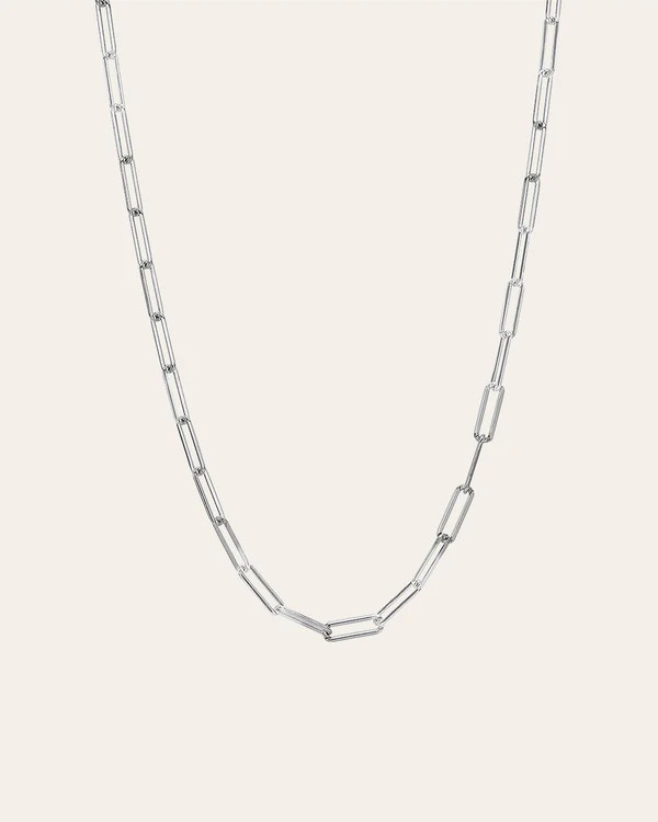 Sterling Silver Open Link Necklace | Zoe Lev Jewelry