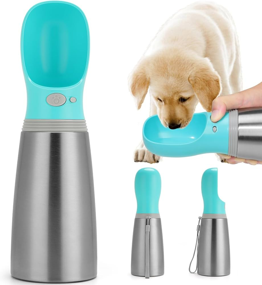 Portable Dog Water Bottle, 24 OZ, Stainless Steel Leak Proof Puppy Water Dispenser with Drinking ... | Amazon (US)