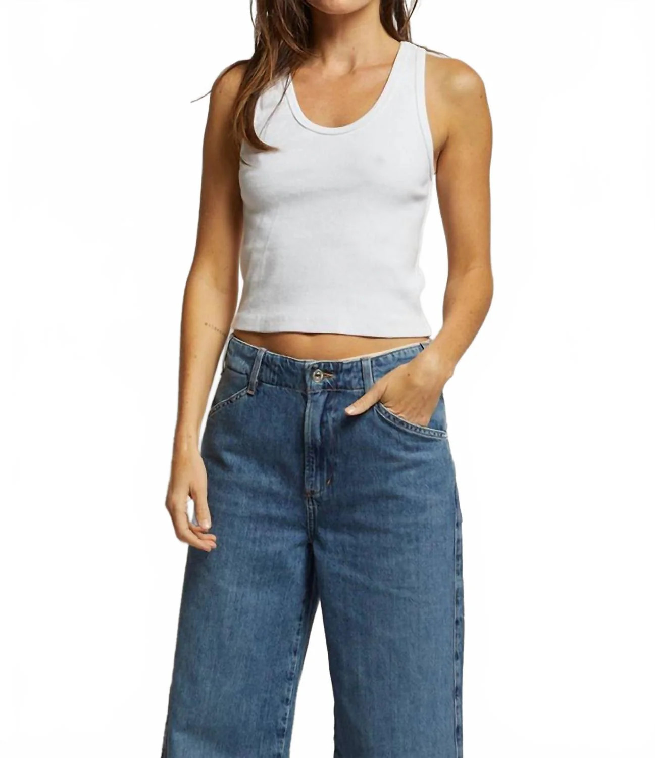 Blondie Structured Rib Bra Friendy Tank In White | Shop Simon