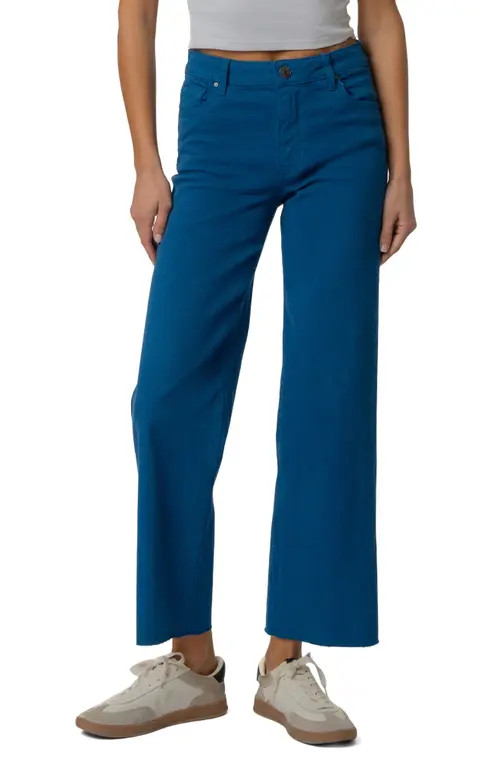 KUT from the Kloth Raw Hem High Waist Ankle Wide Leg Jeans in Sapphire at Nordstrom, Size 4 | Nordstrom