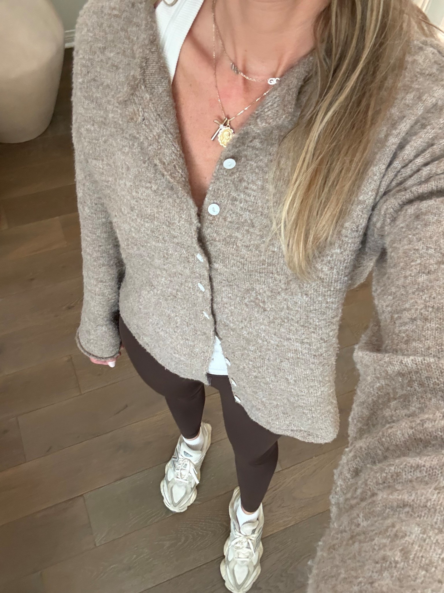 Today’s OOTD 🤎 Elevated the leggings with a cardi today. Mom life= comfy yet put together 👍🏼 

Jane + Willow, Amazon, leggings outfit, brown leggings, New Balance, everyday casual outfit, mom outfit, school dropoff outfit, taupe cardigan, comfy everyday outfit, mom style, spring outfit idea 

#LTKootd #LTKSeasonal #LTKmomlife