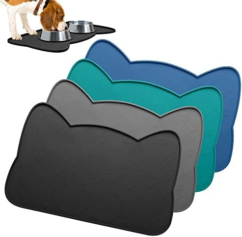 Cat Dog Food Bowl Mat, Silicone Non-Slip Dog Food Mat, Waterproof Light Dog Feeding Mat for Food ... | Amazon (US)