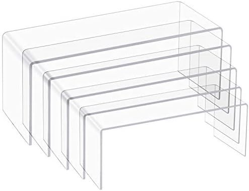 5 Pack Large Clear Acrylic Display Risers, 5 Sizes Acrylic Jewelry Display Riser Shelf Showcase F... | Amazon (US)