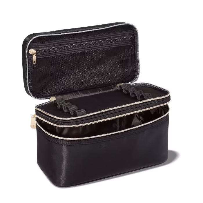 Sonia Kashuk™ Double Zip Train Case Makeup Bag  - Black | Target