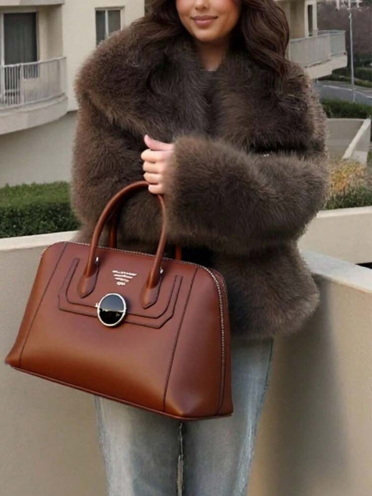 Seelio Autumn/Winter New Thickened Faux Fox Fur Hooded Mid-Length Faux Fur Coat, Youthful Elegant | SHEIN