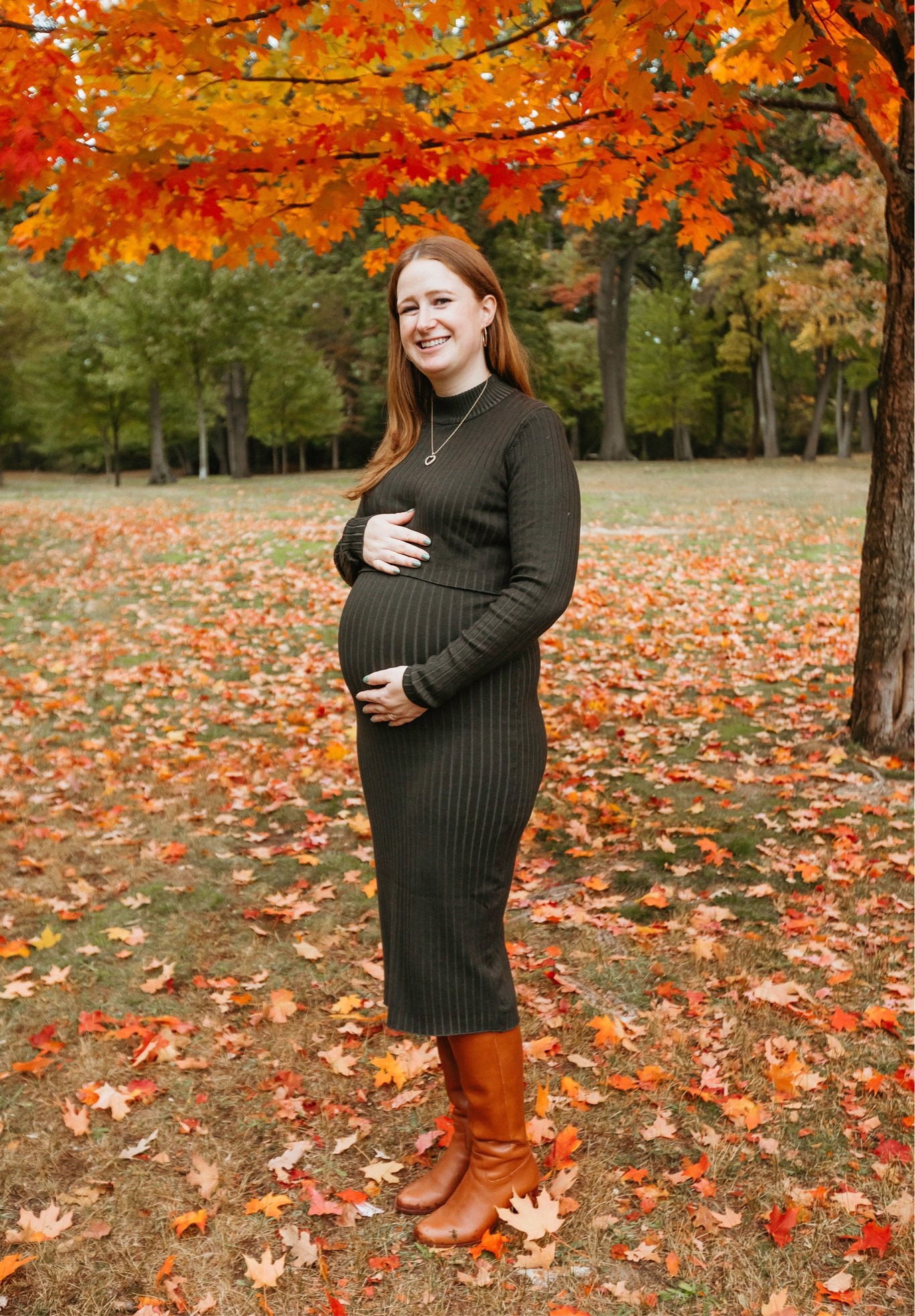 The perfect fall maternity dress for $100. So comfortable and can be worn postpartum too! It went great with these Madewell boots, the perfect color to go with everything and are shockingly comfortable. 

#holidayphotos #maternitystyle#LTKHoliday

#LTKstyletip #LTKbump