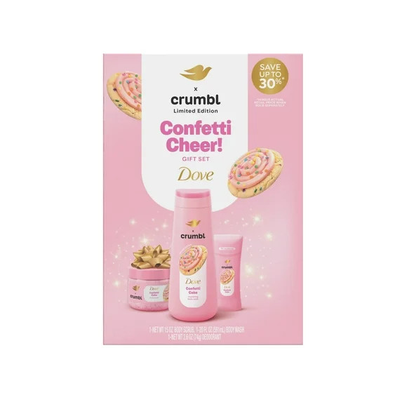 Dove Crumbl Limited Edition Confetti Cake Body Care Gift Set, 3 Count | Walmart (US)