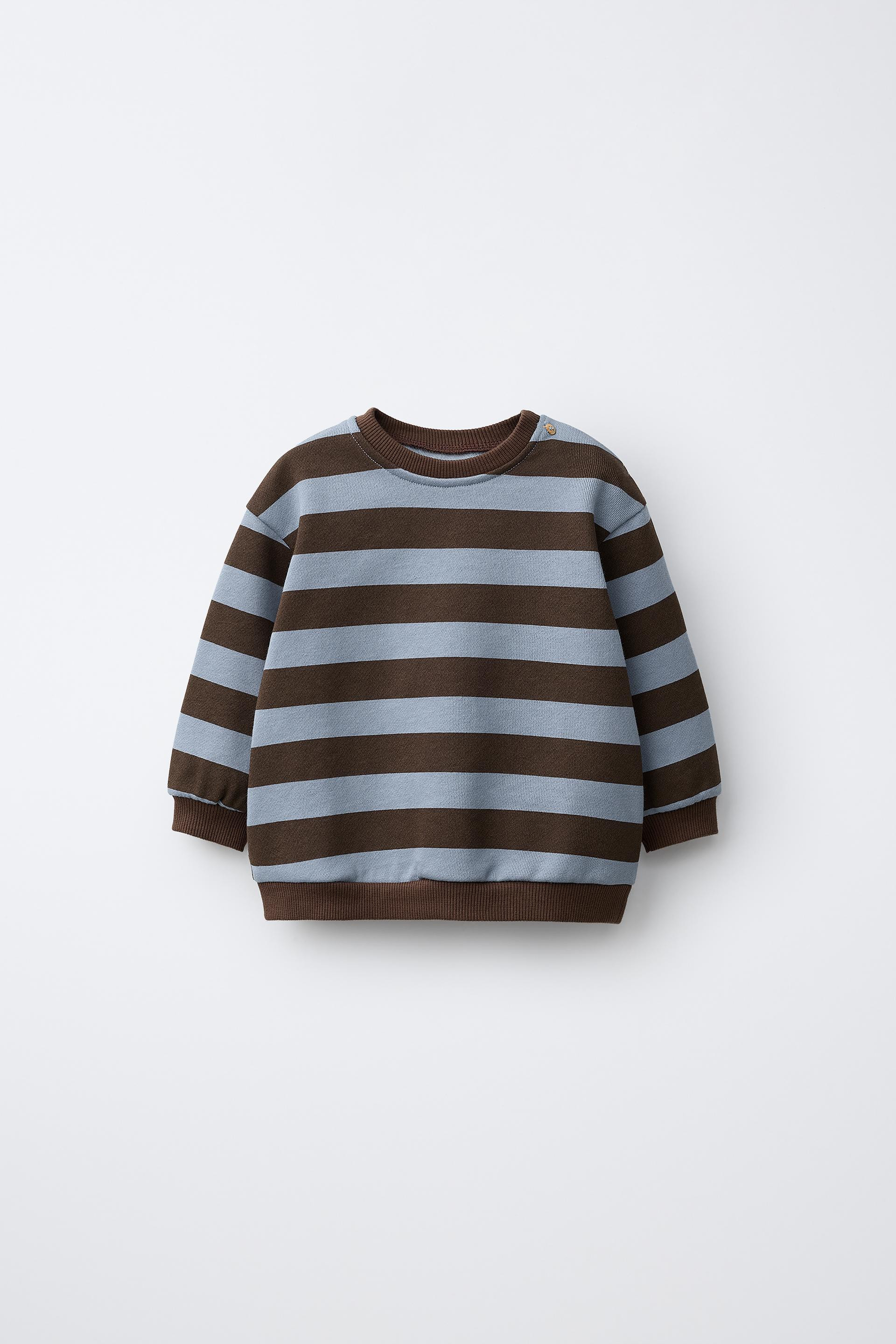 Zara - Striped Sweatshirt - Light Blue - 6-9 Months (29,1 Inches) - Kids | Zara US