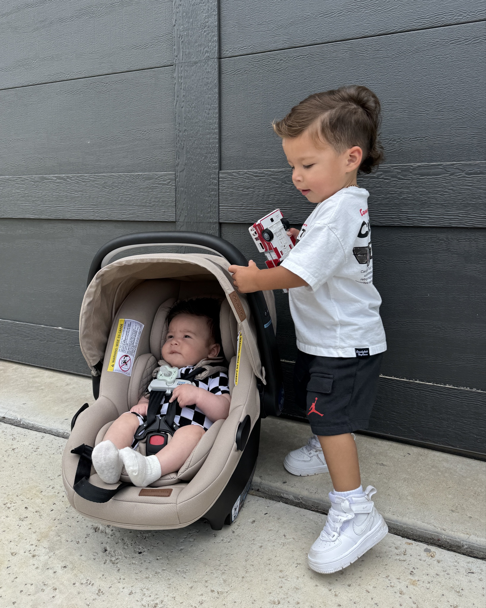 Zaire’s ootd for a birthday party today! We got a graphic tee from Zara, Nike air forces, Jordan shorts, and gold chain. We also have baby coast hanging in our favorite sensory soothe car seat!

#LTKBaby #LTKFamily #LTKKids