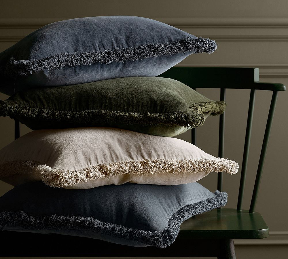 Everywhere Velvet With Fringe Pillow Cover | Pottery Barn (US)
