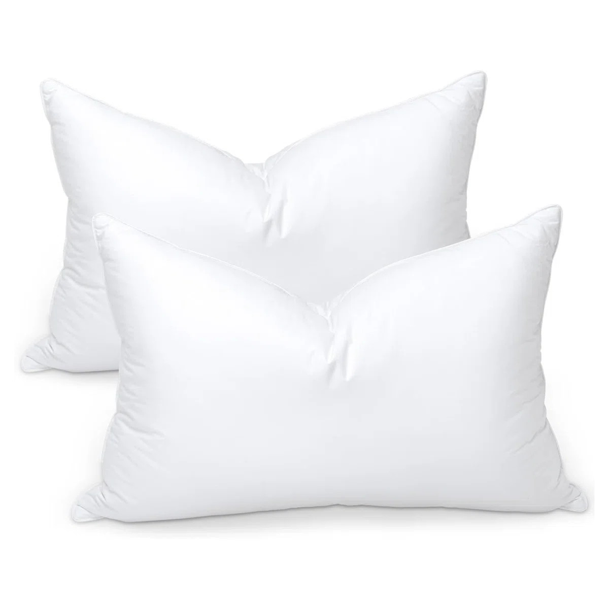Luxury Goose Feather Pillows With Cotton Cover, Goose Down Medium Comfort Pillow (Set of 2) | Wayfair North America