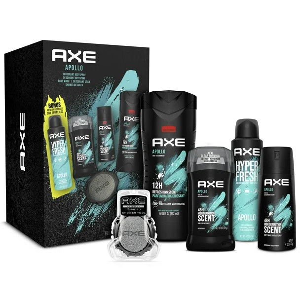($22 Value) AXE Apollo Holiday Gift Set (Deo Stick, Deo Body Spray, Body Wash, Detailer with Bonu... | Walmart (US)