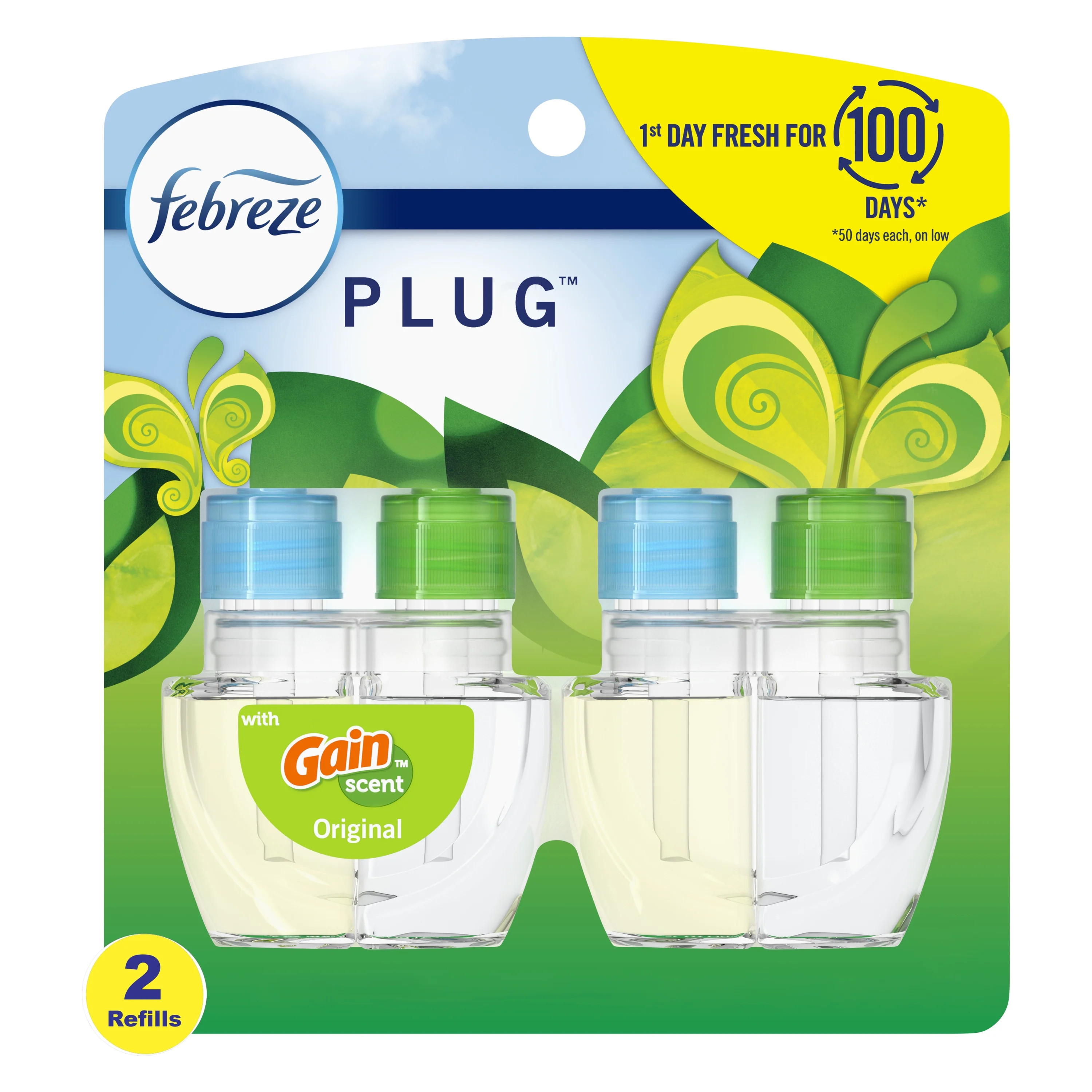 Febreze Plug In Air Freshener, Odor-Fighting Scented Oil Refill, Gain Scent, 2 Refills | Walmart (US)