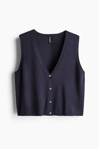 H & M - Button-front Sweater Vest - Navy Blue | H&M (US + CA)