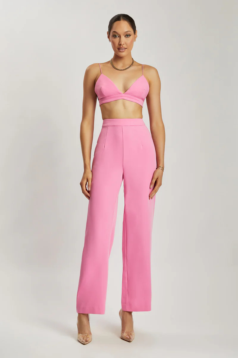 Saskia Straight Leg Trousers - Pink | MESHKI US