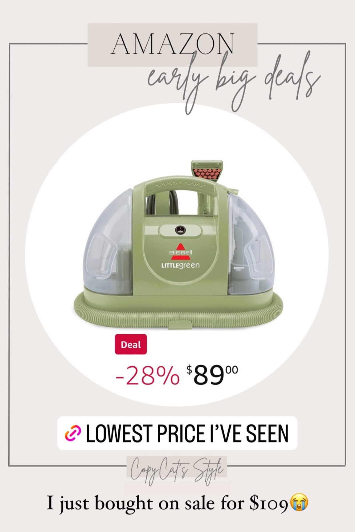 Amazon Prime Big Deal Days are here and this Bissell Little Green Machine. The perfect cleaning if you have kids and pets or just love neutral furniture like me!

#LTKxPrime #LTKfindsunder100 #LTKhome
