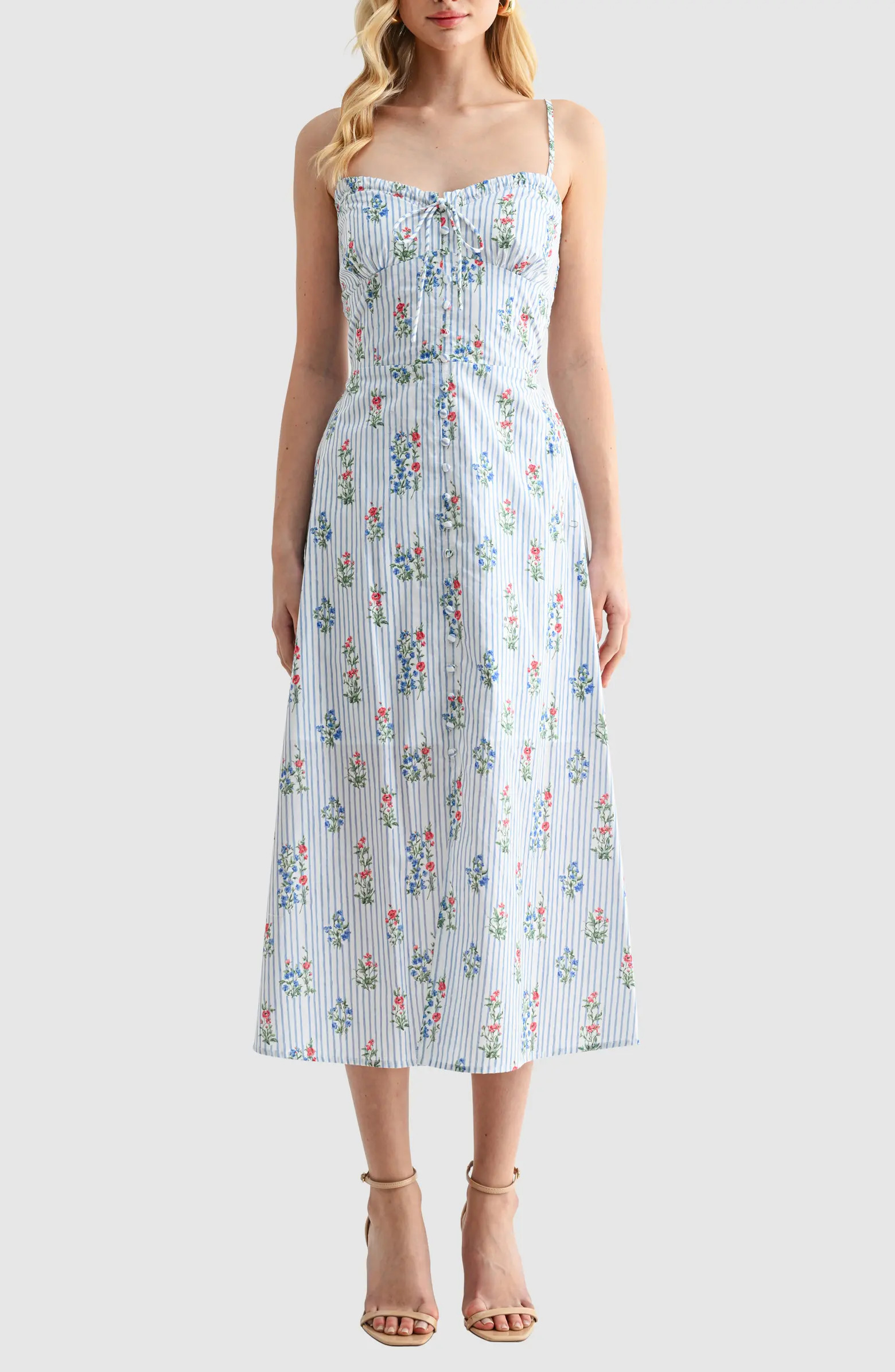 Lush Sweetheart Tie Neck Midi Sundress | Nordstromrack | Nordstrom Rack