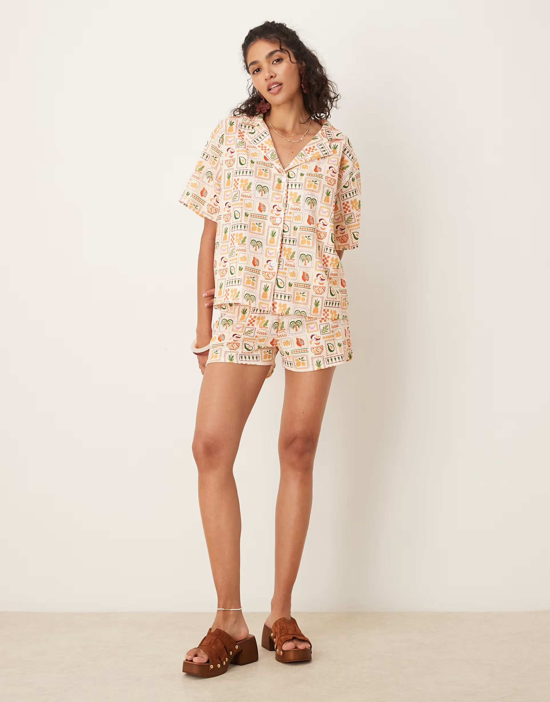 ASOS DESIGN revere shirt co-ord in palm tree holiday print | ASOS (Global)