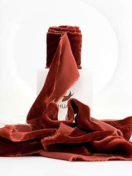 HUIHUANG Rust Red Velvet Ribbon 2 inch Handmade Fringe Ribbon Frayed Silk Velvet Ribbon for Flowe... | Amazon (US)