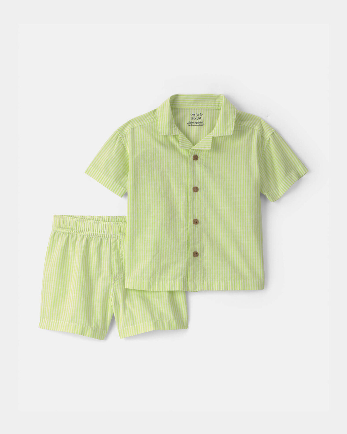 Toddler Boy 2-Piece Button-Down Top & Short Set - Green | Carter's Inc
