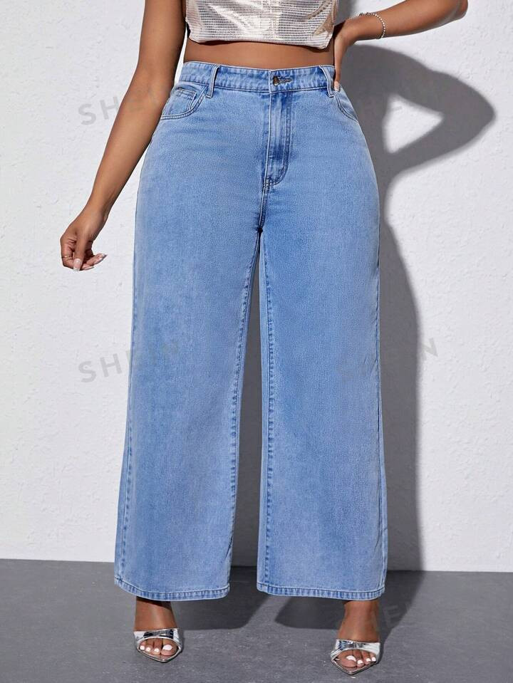 SHEIN SXY Plus High Waist Wide Leg Jeans | SHEIN