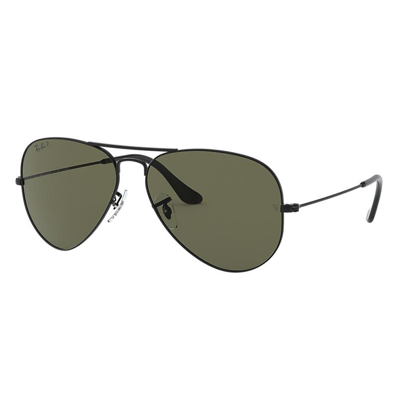 Ray-Ban Aviator Classic Black, Polarized Green Lenses - RB3025 | Ray-Ban (US)