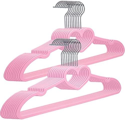 ZRKFSR Plastic Hangers 20 Pack, Heart-Shaped Clothes Hanger Ultra Thin Space Saving - Pink Hanger... | Amazon (US)