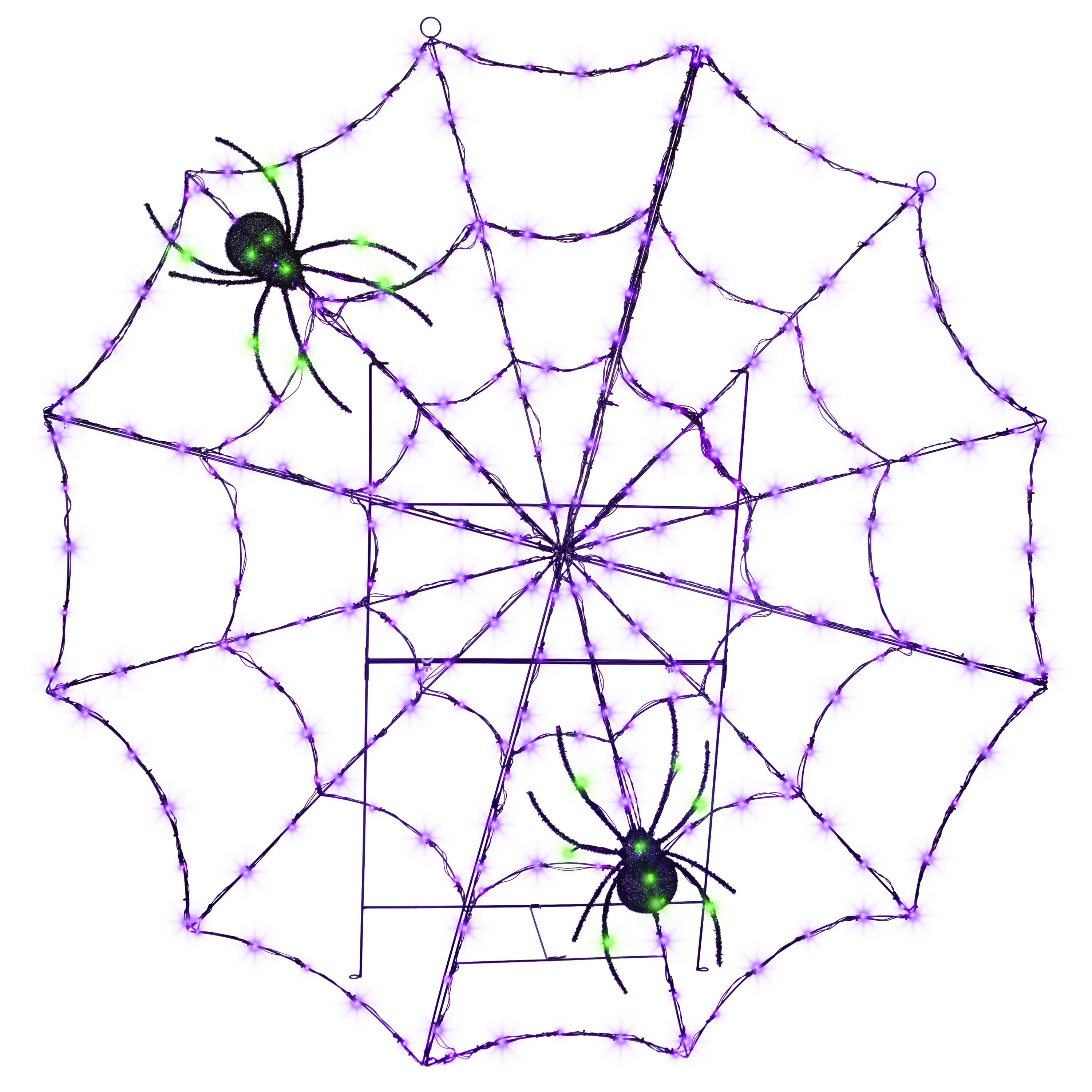 Halloween Lighted Decor Spider Web w/ Spider (Purple/Green) 69.09 in x 70.47 in x 16.54 in 7.61 l... | Walmart (US)