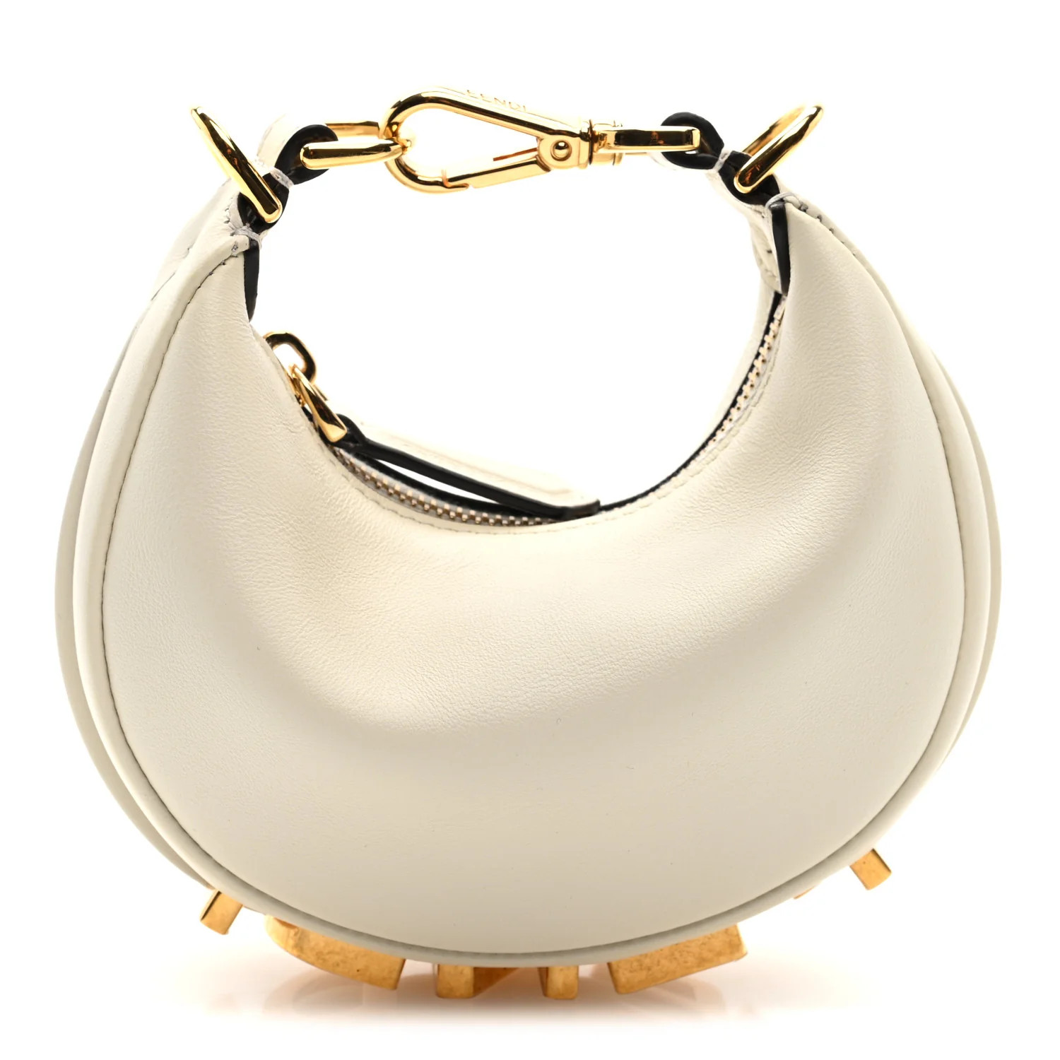Fendi Vitello Grace Matte Nano Fendigraphy Hobo Charm White Ice 1880894 | FASHIONPHILE (US)