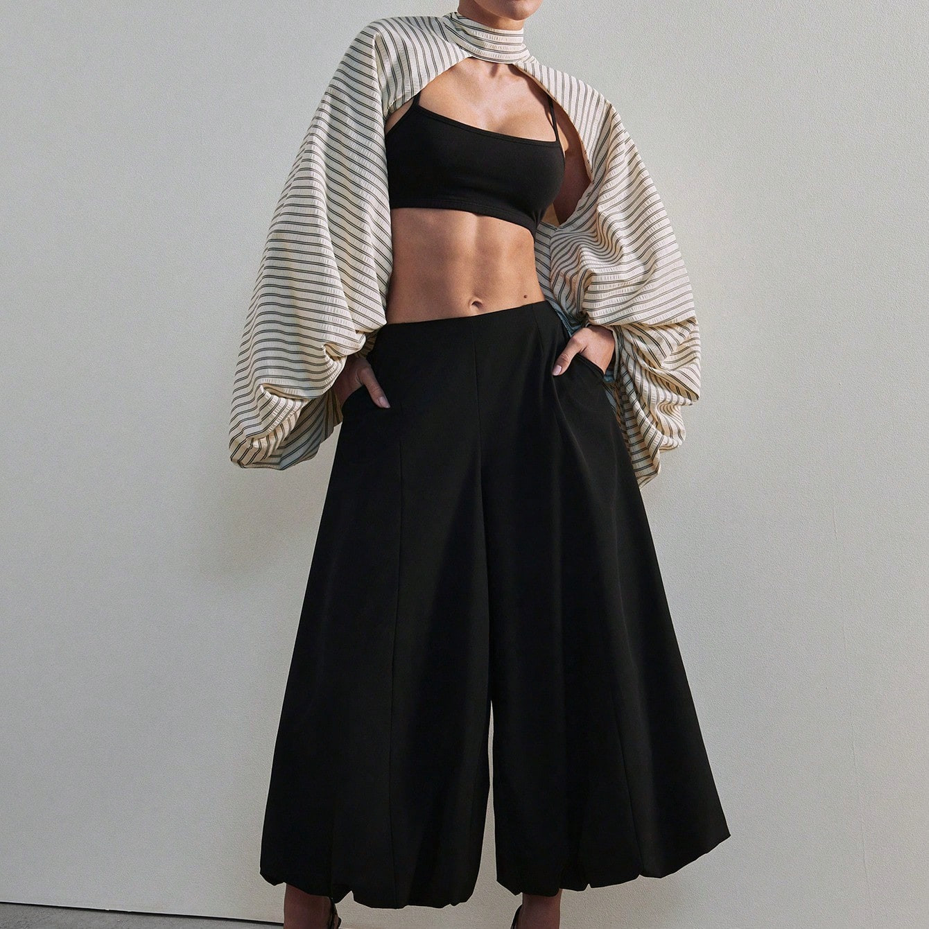 Hauture Women's Volume Balloon Sleeve High Neck Top Bold Office Wear Sexy | SHEIN