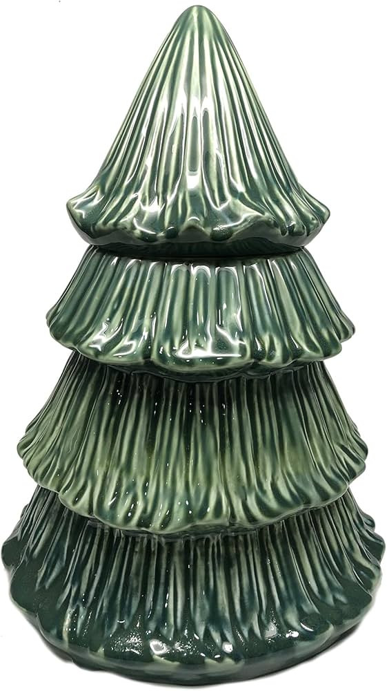 Mary Square 46367 Forest Green Christmas Tree 13 inch Hand Painted Ceramic Cookie Jar Canister | Amazon (US)