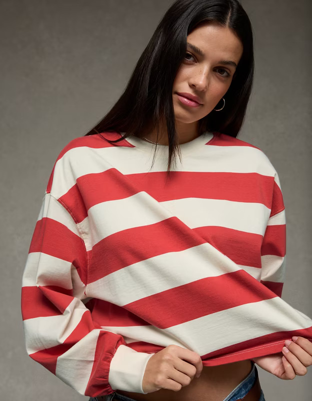 AE Striped Balloon Sleeve T-Shirt | American Eagle Outfitters (US & CA)