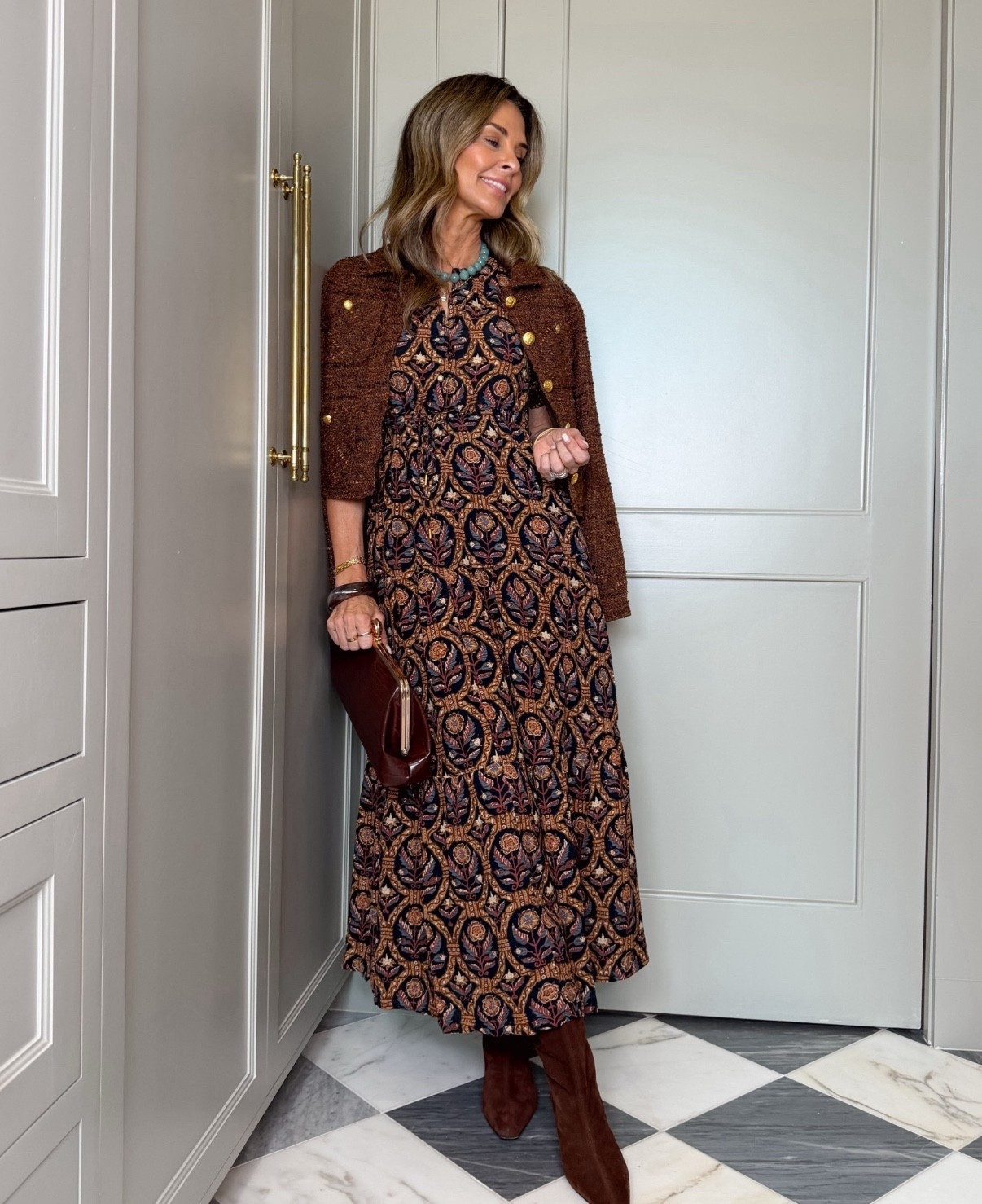 The print and color way of this dress is gorgeous! I’m 5’6’’.
-Blazer has subtle metallic details and looks fab with jeans! TTS 

#LTKOver40 #LTKgrwm #LTKootd